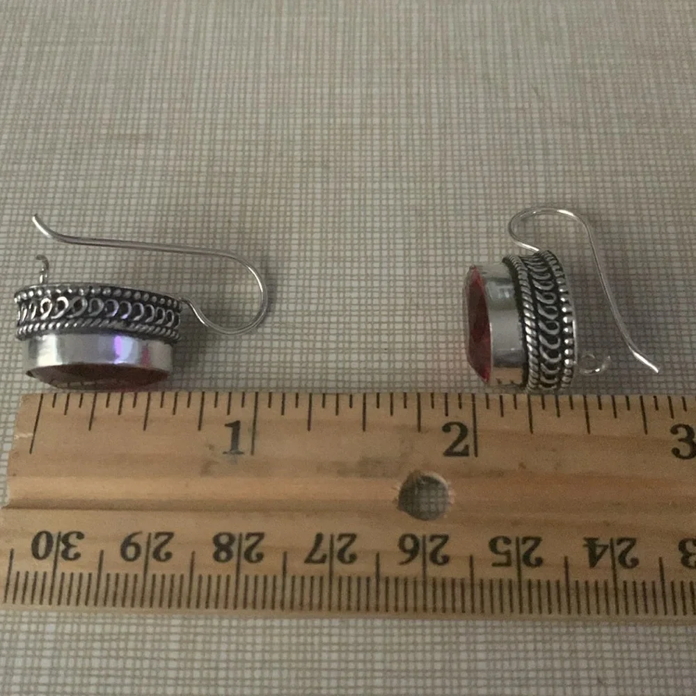 Classy red quartz artisan handcrafted earrings